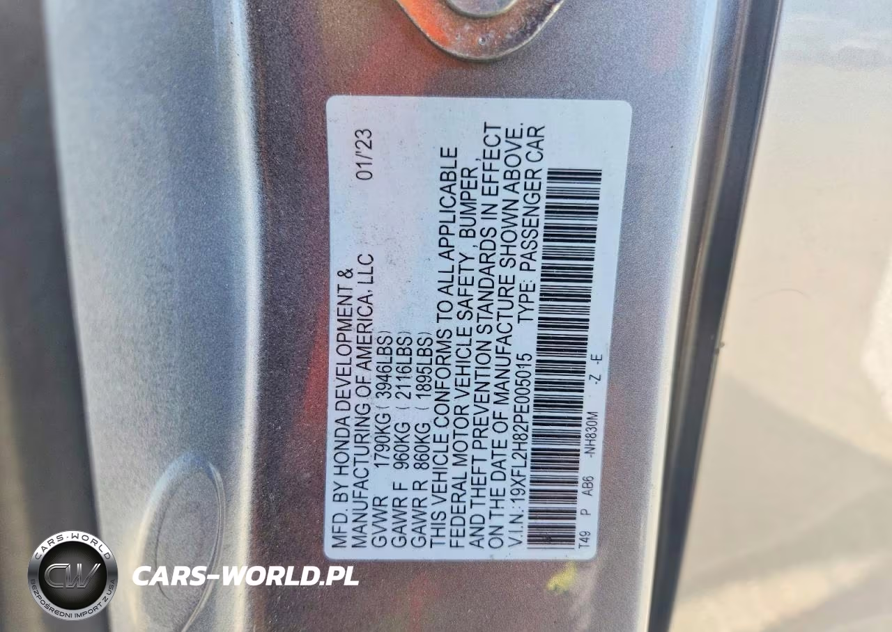 2023 Honda Civic Sport VIN:19XFL2H82PE005015 - 12
