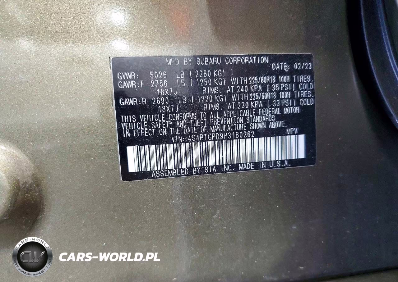 2023 Subaru Outback Touring VIN:4S4BTGPD9P3180262 - 14