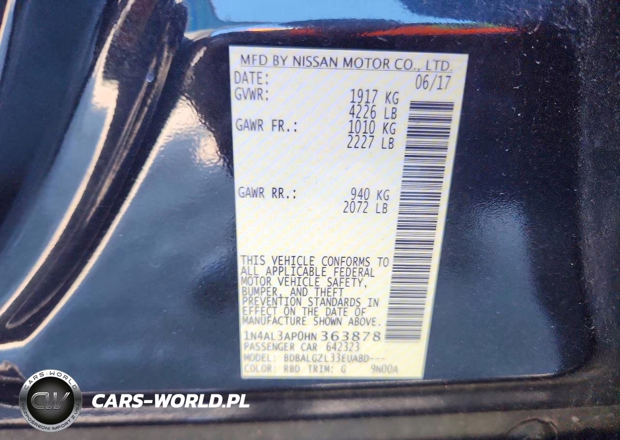 2017 Nissan Altima 2.5 S VIN:1N4AL3AP0HN363878 - 13