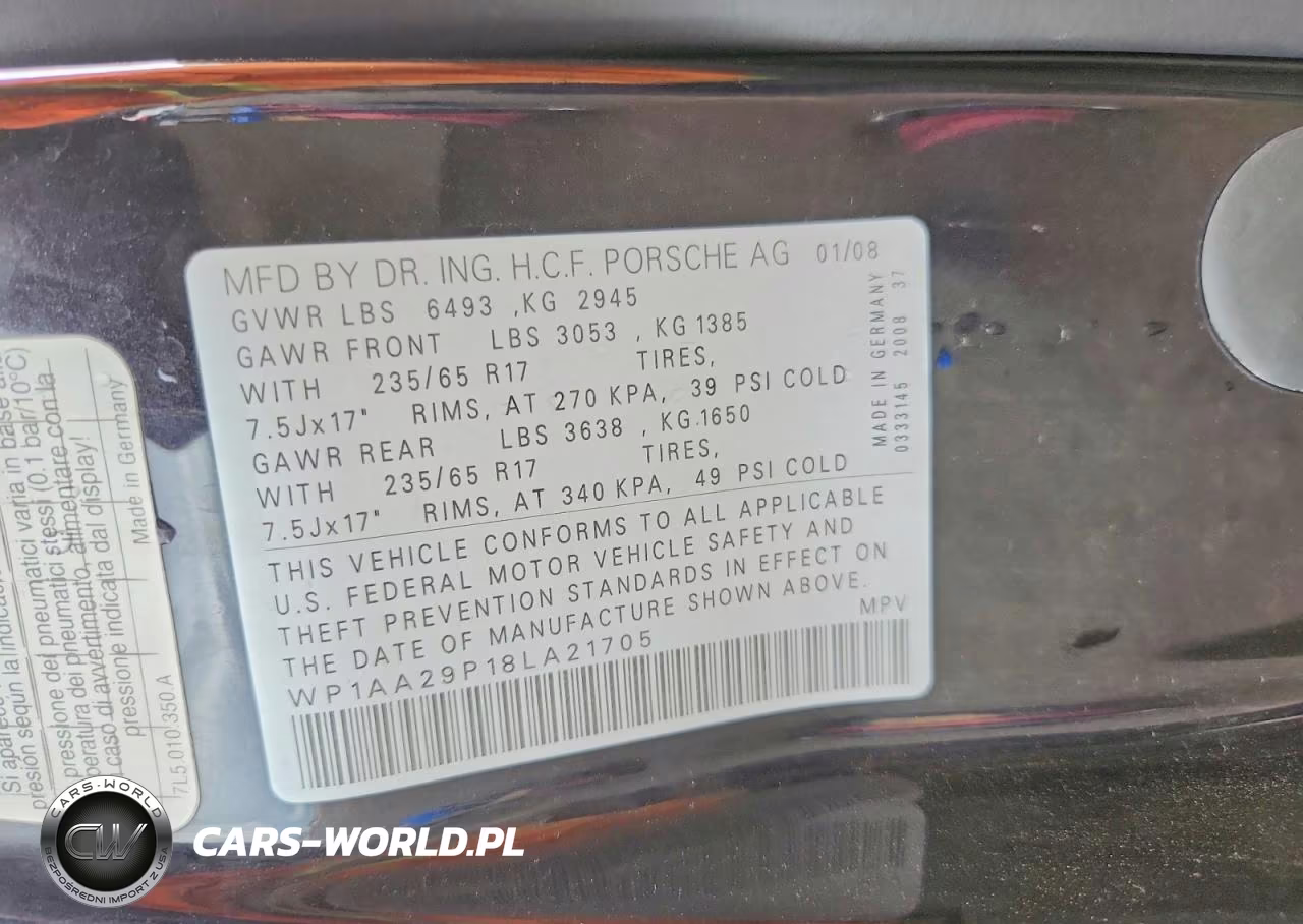2008 Porsche Cayenne VIN:WP1AA29P18LA21705 - 13