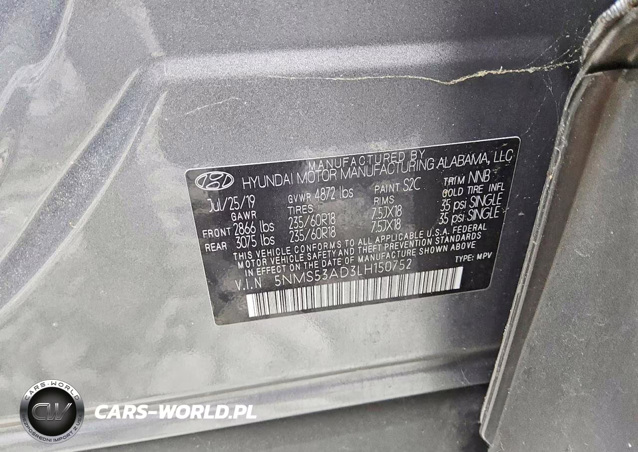 2020 Hyundai Santa Fe Limited VIN:5NMS53AD3LH150752 - 13
