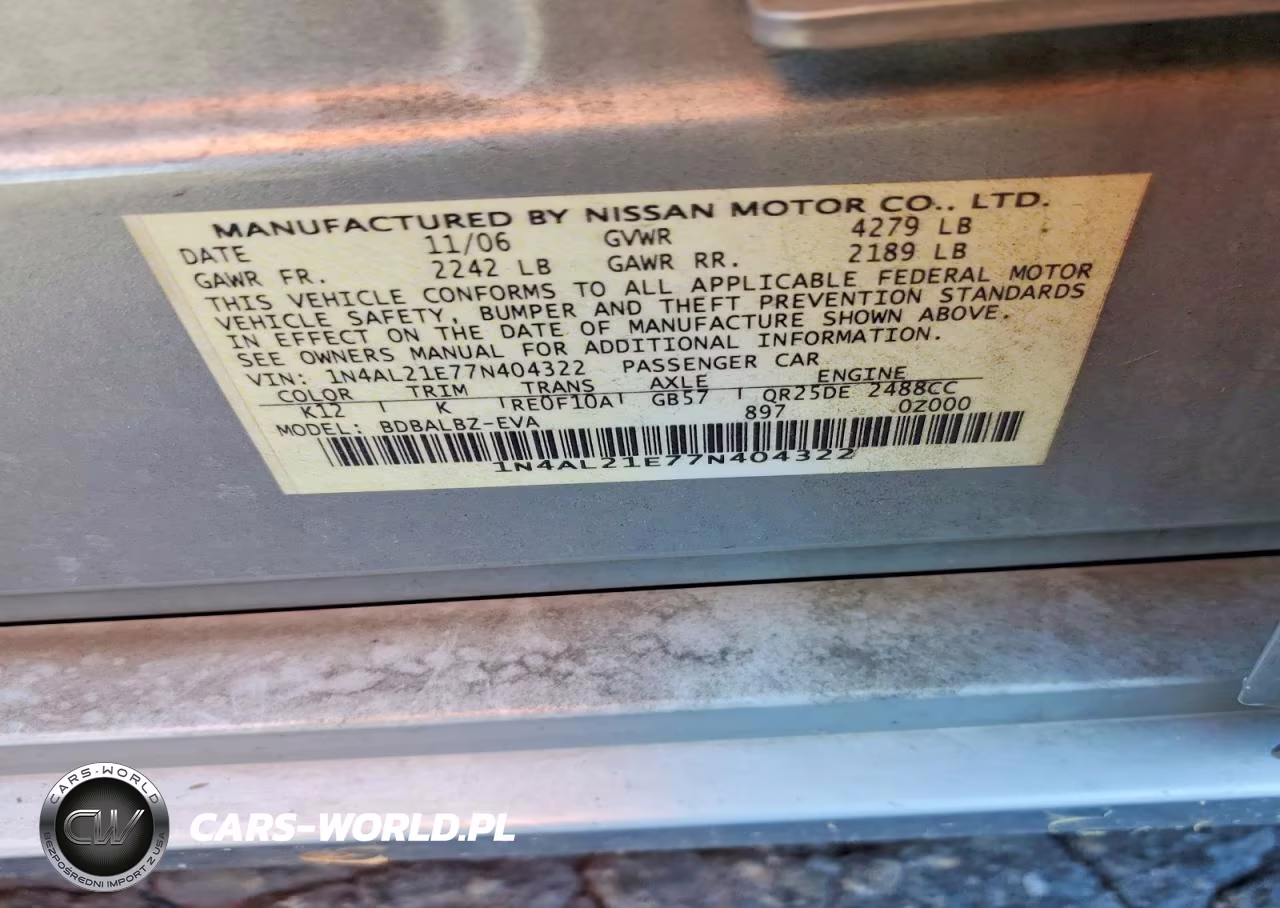 2007 Nissan Altima 2.5 VIN:1N4AL21E77N404322 - 13