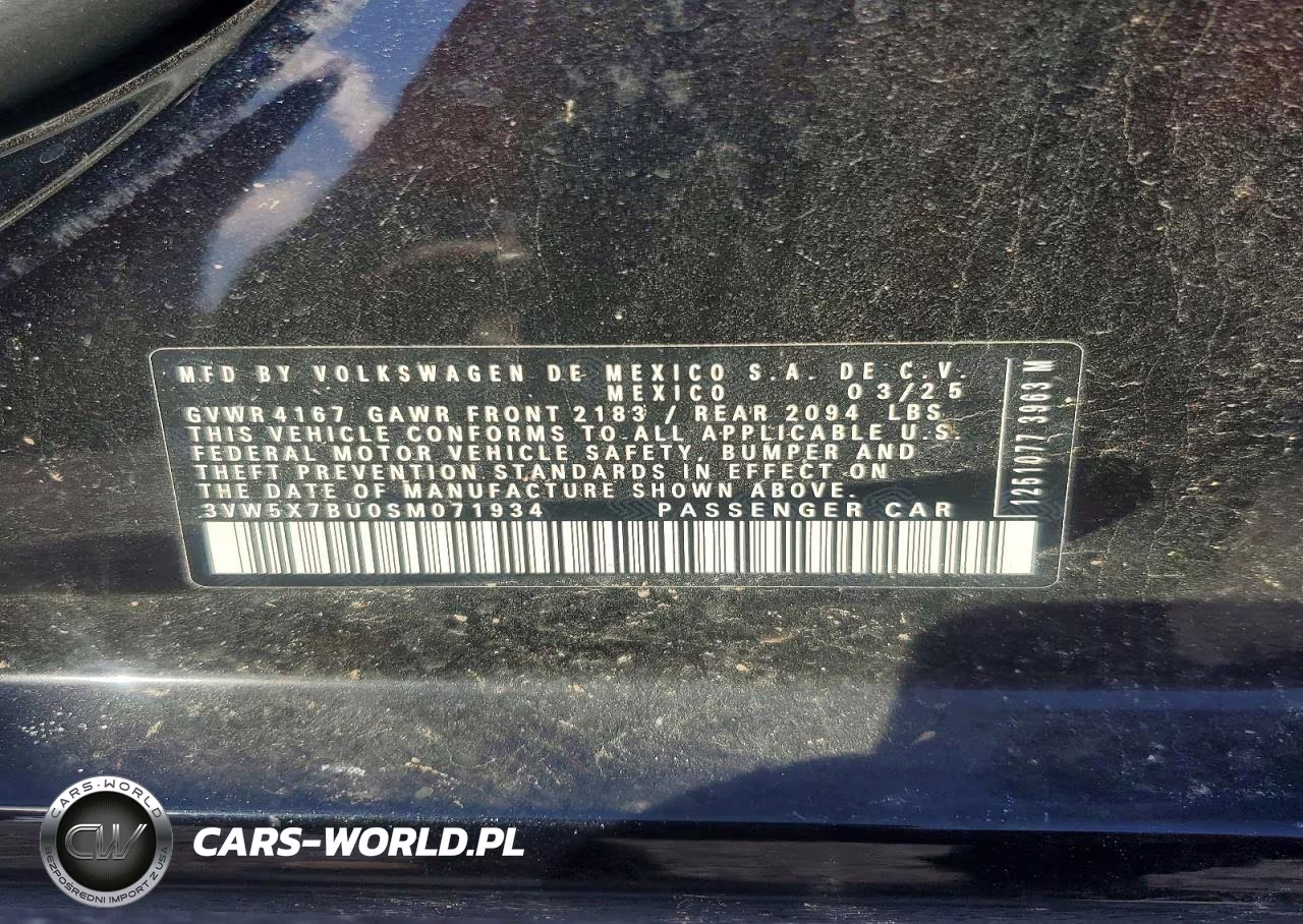 2025 Volkswagen Jetta S VIN:3VW5X7BU0SM071934 - 13