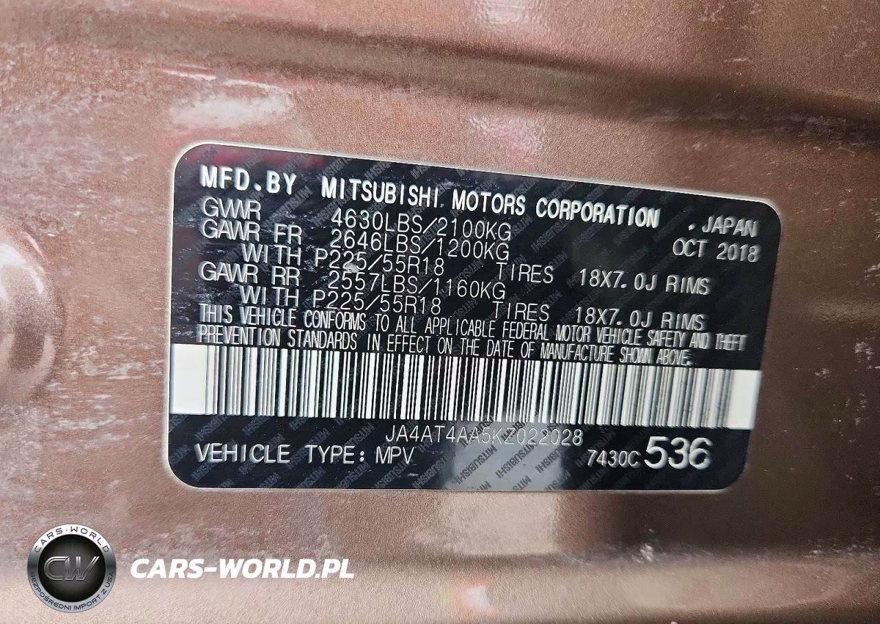 2019 Mitsubishi Eclipse Cross Le VIN:JA4AT4AA5KZ022028 - 13