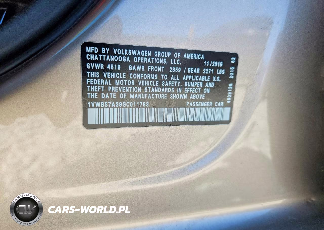 2016 Volkswagen Passat Se VIN:1VWBS7A39GC011783 - 12