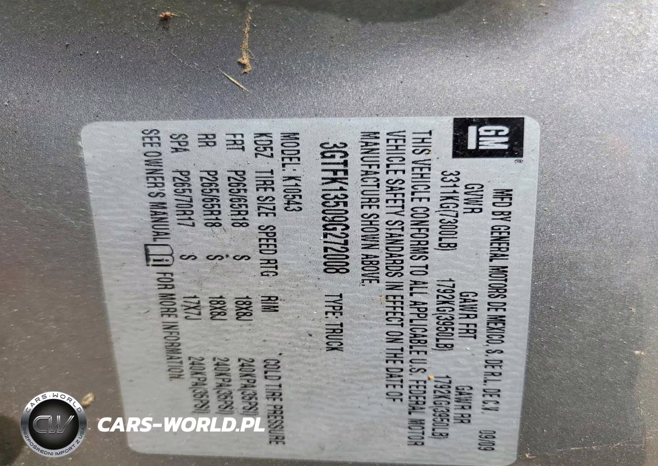 2009 GMC Sierra K1500 Hybrid VIN:3GTFK13509G272008 - 12