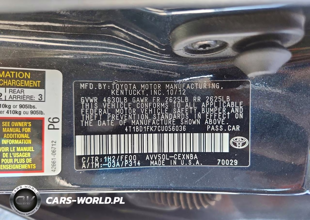 2012 Toyota Camry Hybrid Le VIN:4T1BD1FK7CU056036 - 13