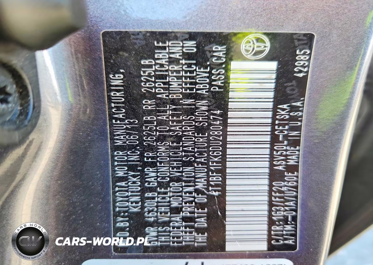 2013 Toyota Camry Se VIN:4T1BF1FK6DU280474 - 12