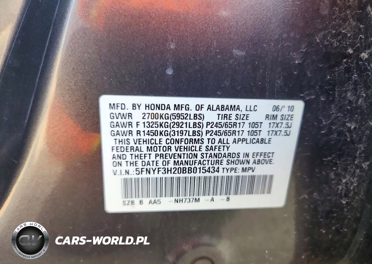 2011 Honda Pilot Lx VIN:5FNYF3H20BB015434 - 12