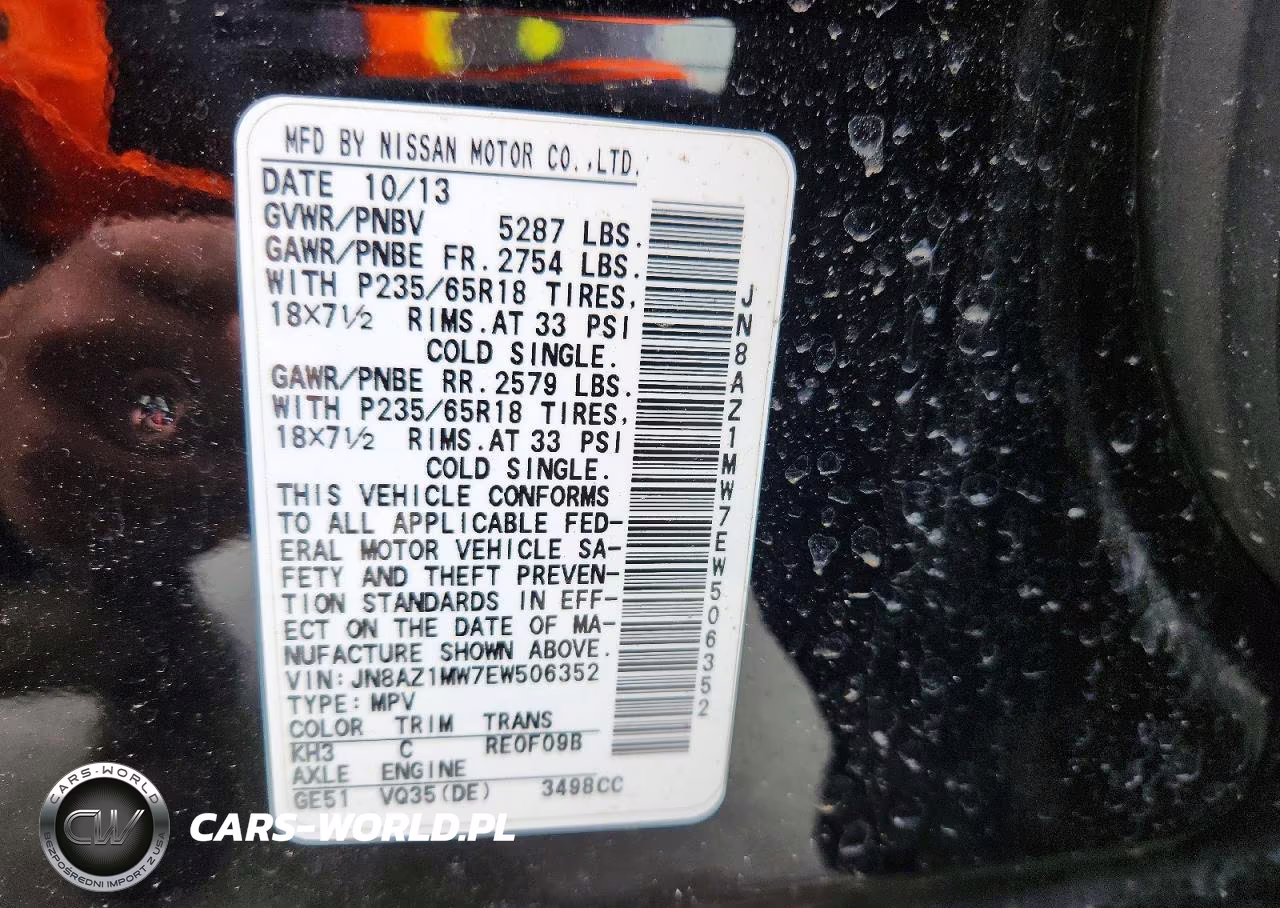 2014 Nissan Murano S VIN:JN8AZ1MW7EW506352 - 14