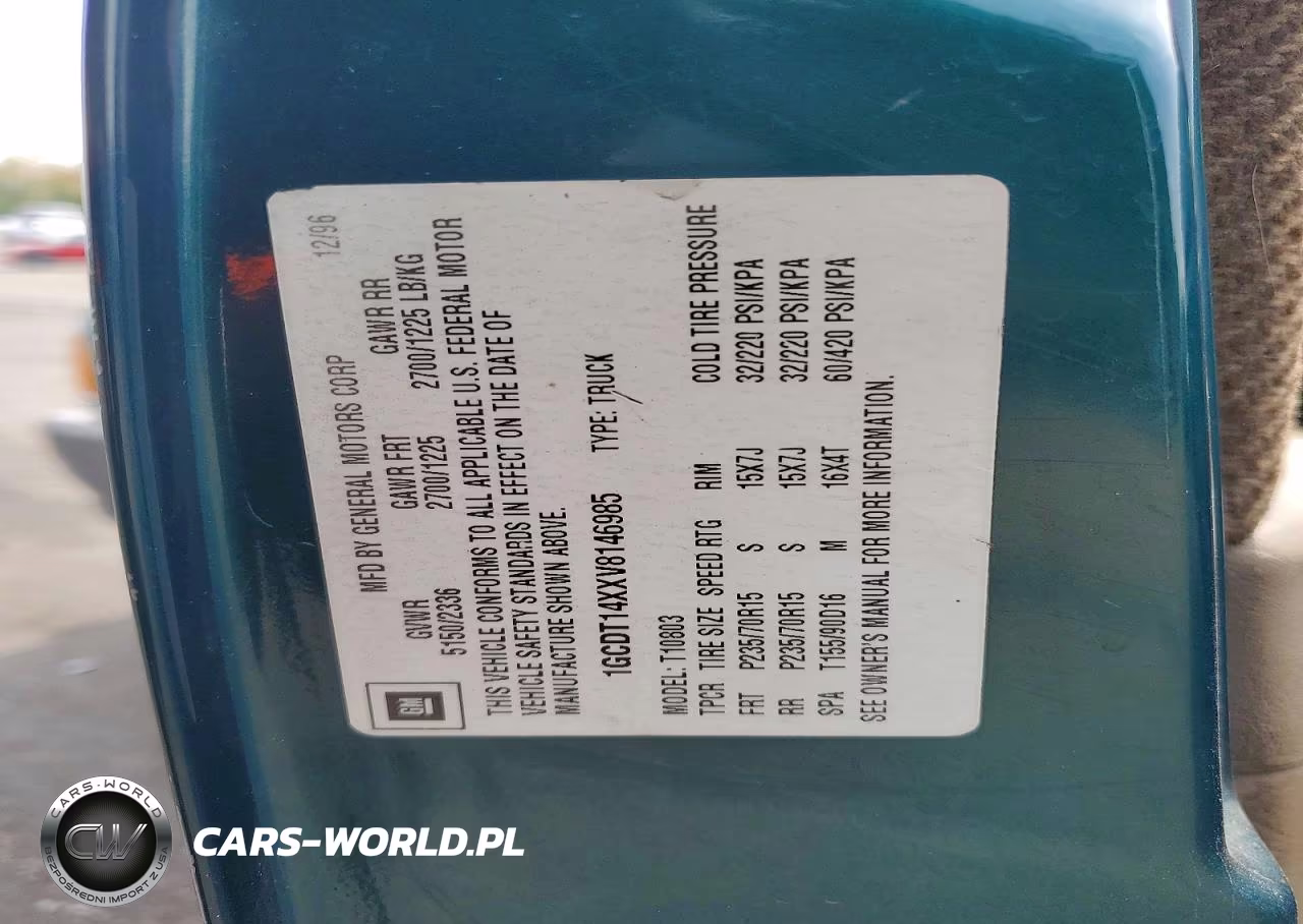 1997 Chevrolet S Truck S10 VIN:1GCDT14XXV8146985 - 12