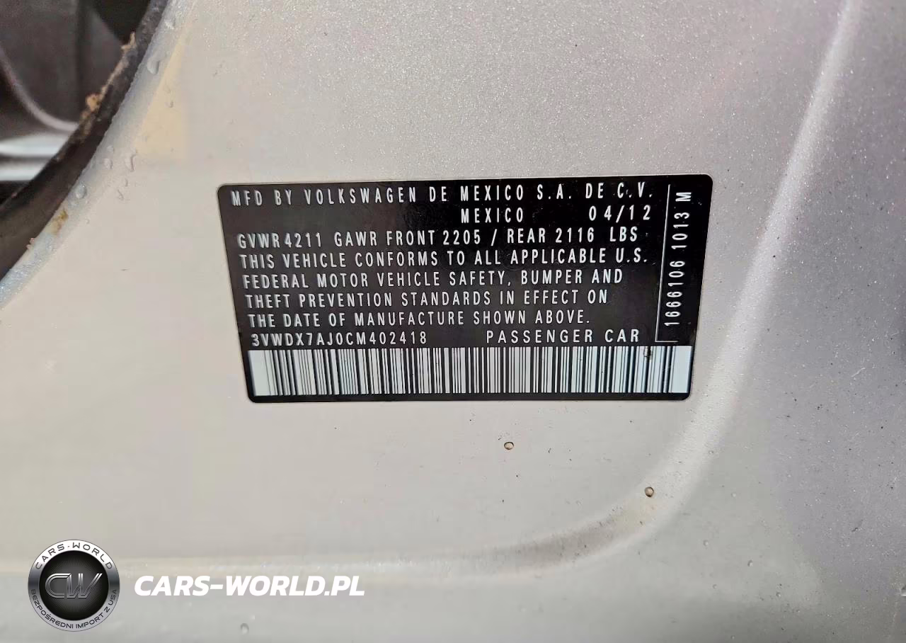 2012 Volkswagen Jetta Se VIN:3VWDX7AJ0CM402418 - 13