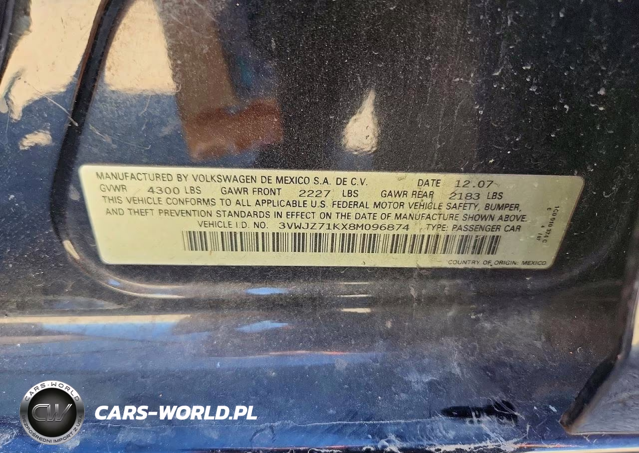 2008 Volkswagen Jetta S VIN:3VWJZ71KX8M096874 - 12