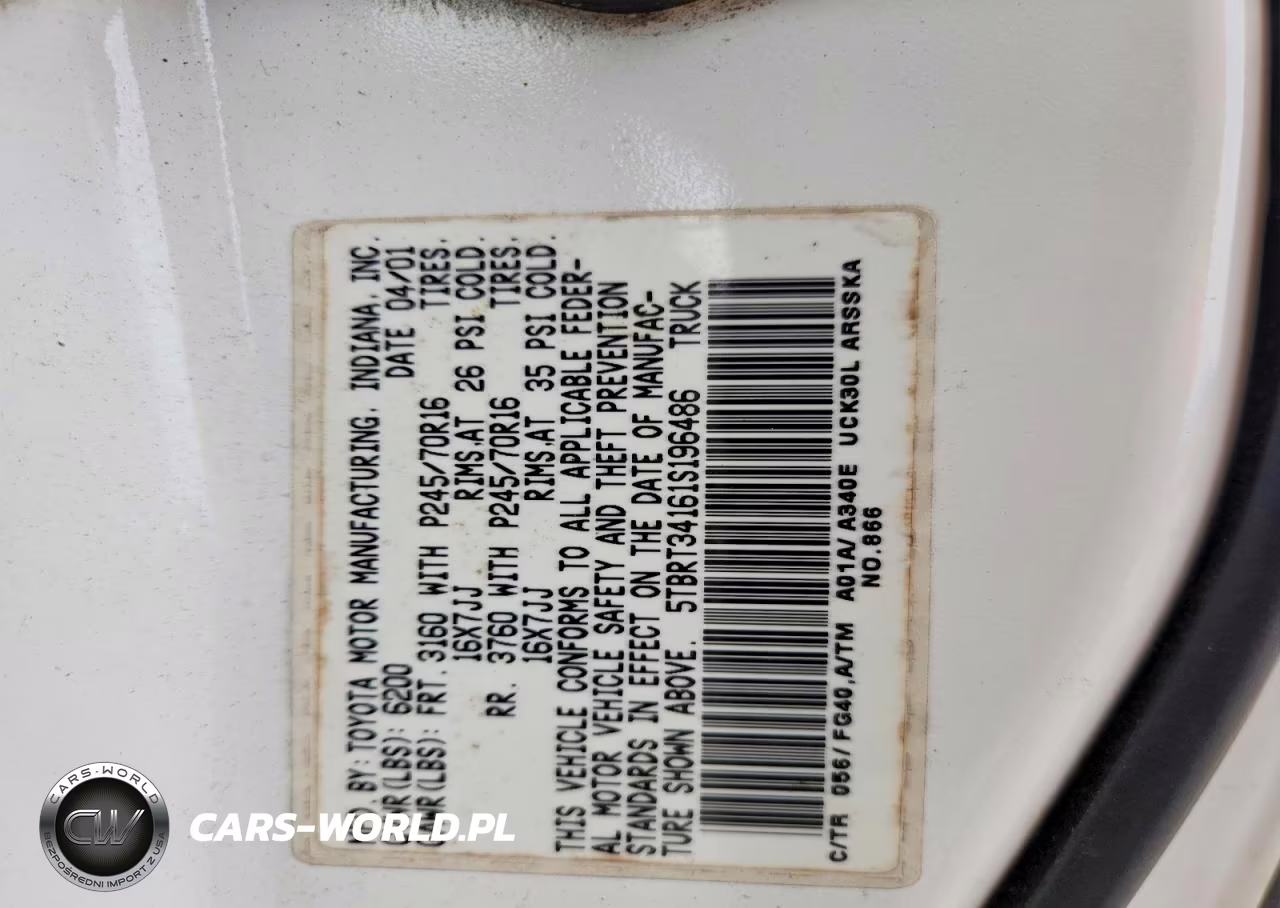 2001 Toyota Tundra Sr5 VIN:5TBRT34161S196486 - 12