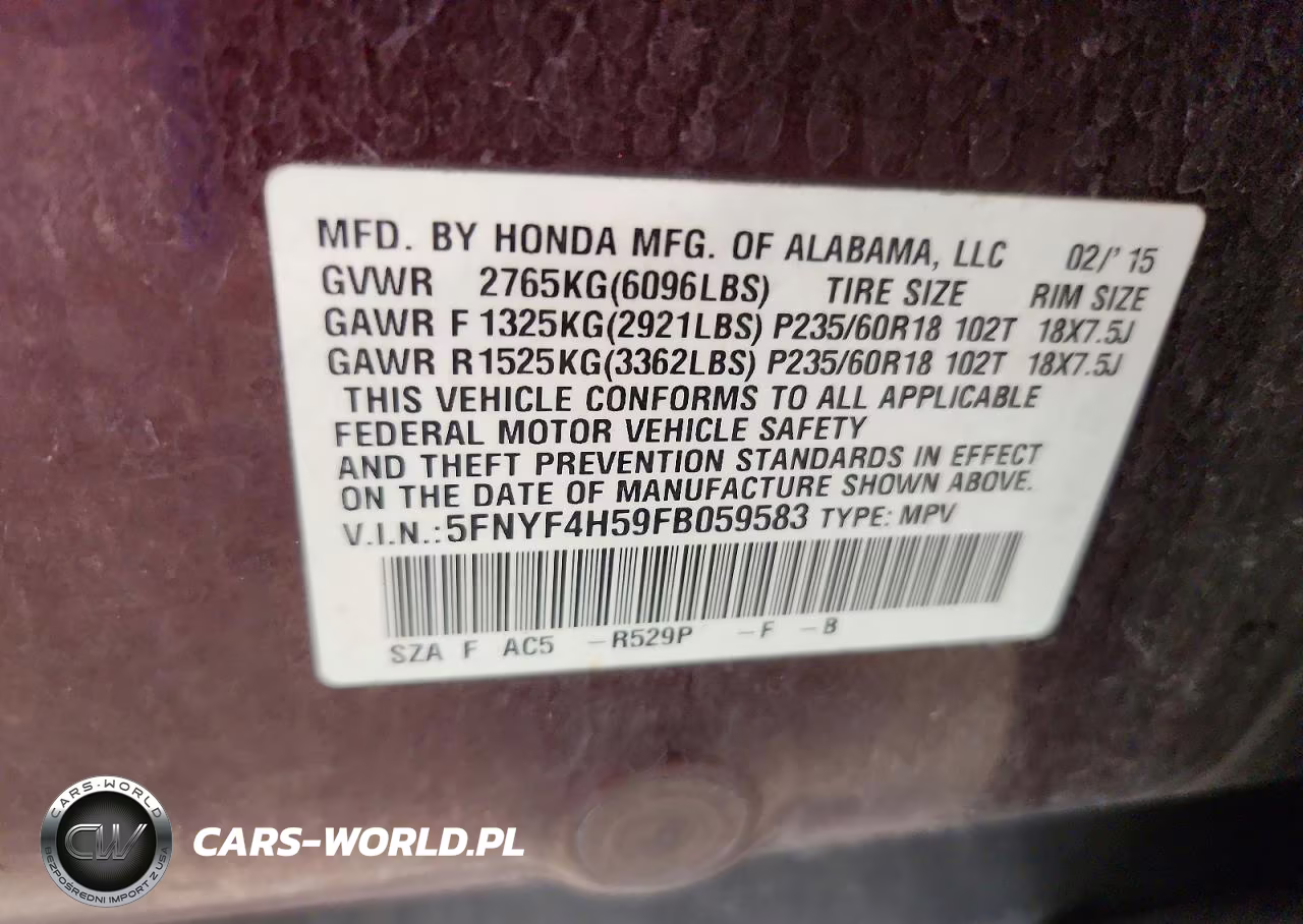 2015 Honda Pilot Exl VIN:5FNYF4H59FB059583 - 13