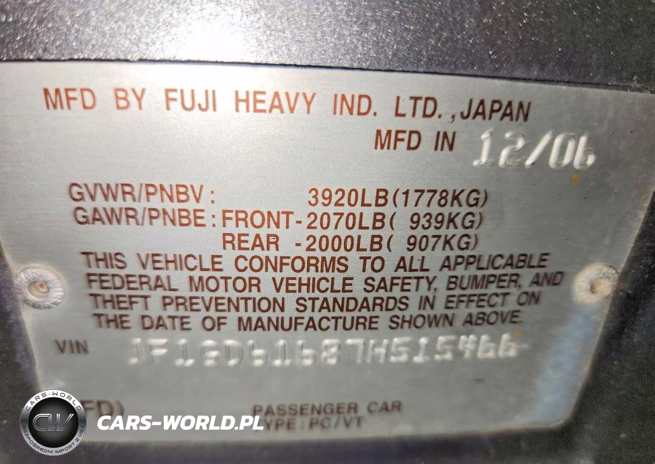 2007 Subaru Impreza 2.5I VIN:JF1GD61687H515466 - 12