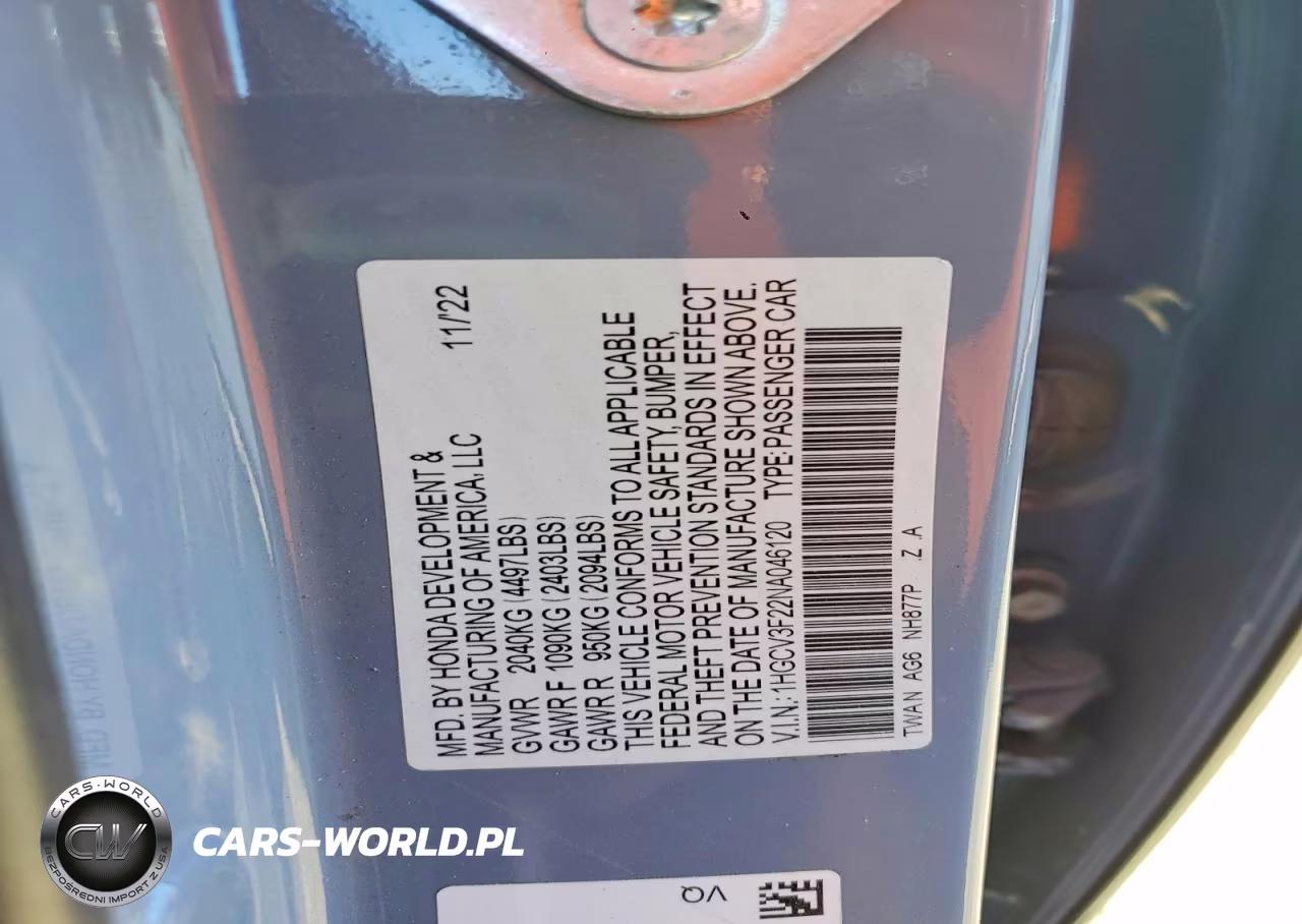 2022 Honda Accord Hybrid Sport VIN:1HGCV3F22NA046120 - 13