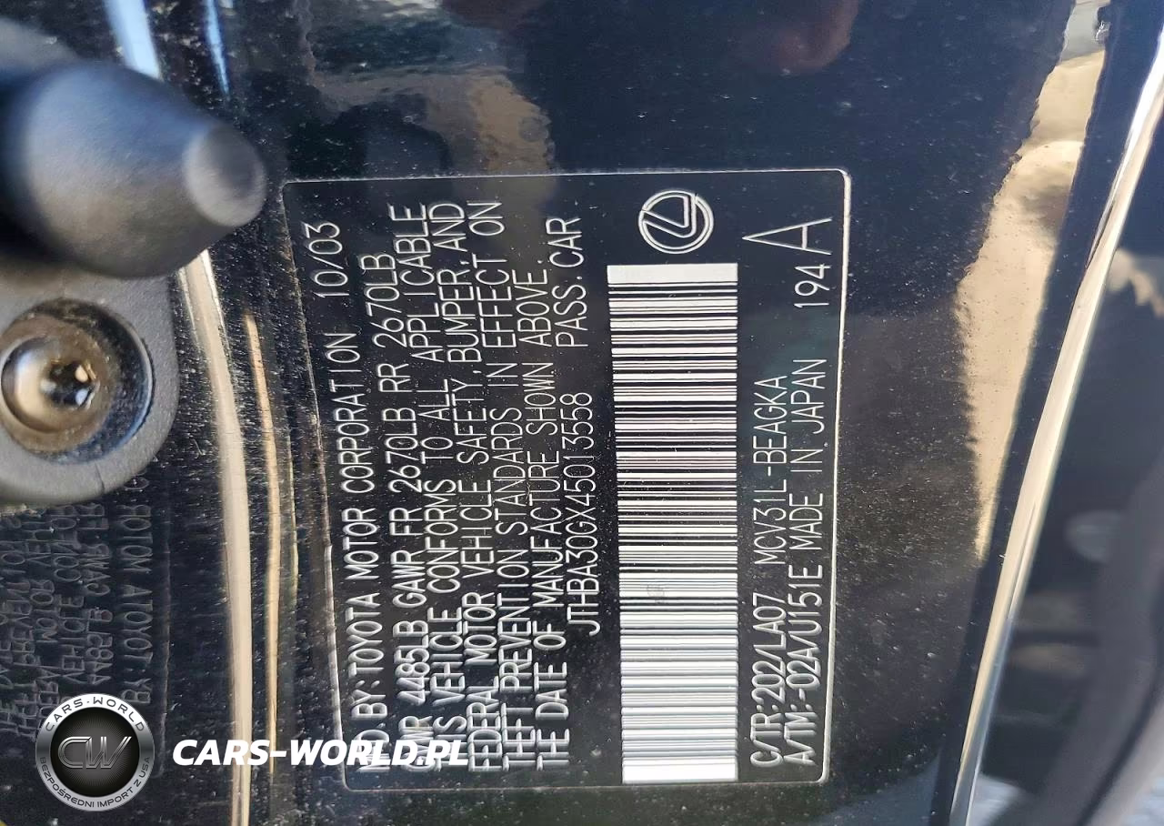 2004 Lexus Es 330 Base VIN:JTHBA30GX45013558 - 12
