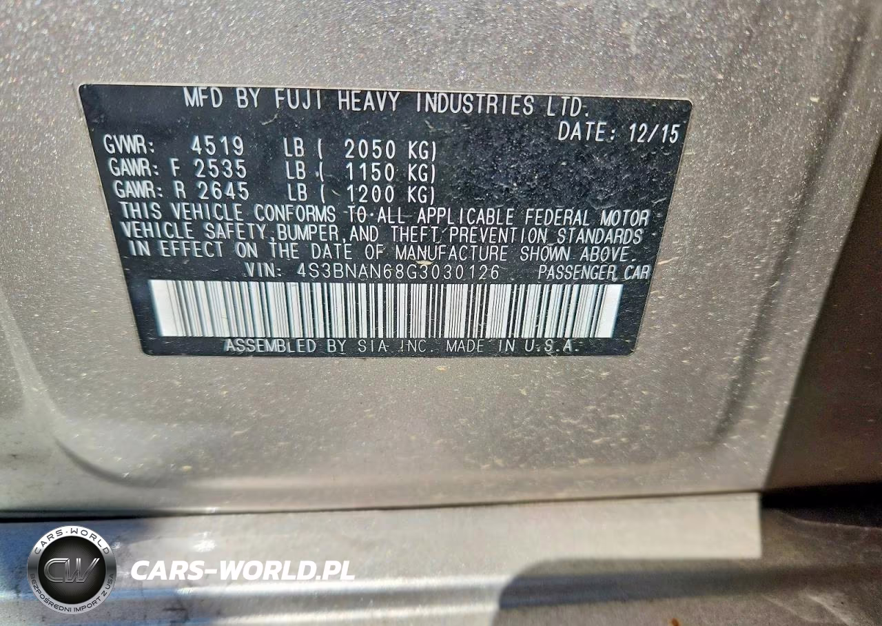 2016 Subaru Legacy 2.5I Limited VIN:4S3BNAN68G3030126 - 13