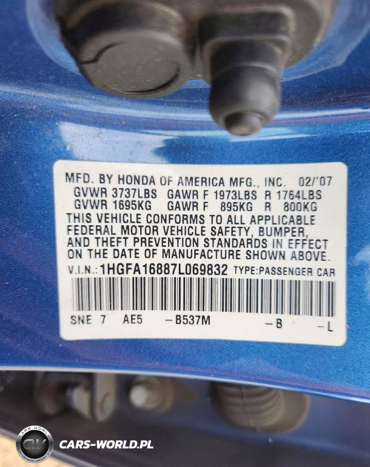 2007 Honda Civic VIN:1HGFA16887L069832 - 12