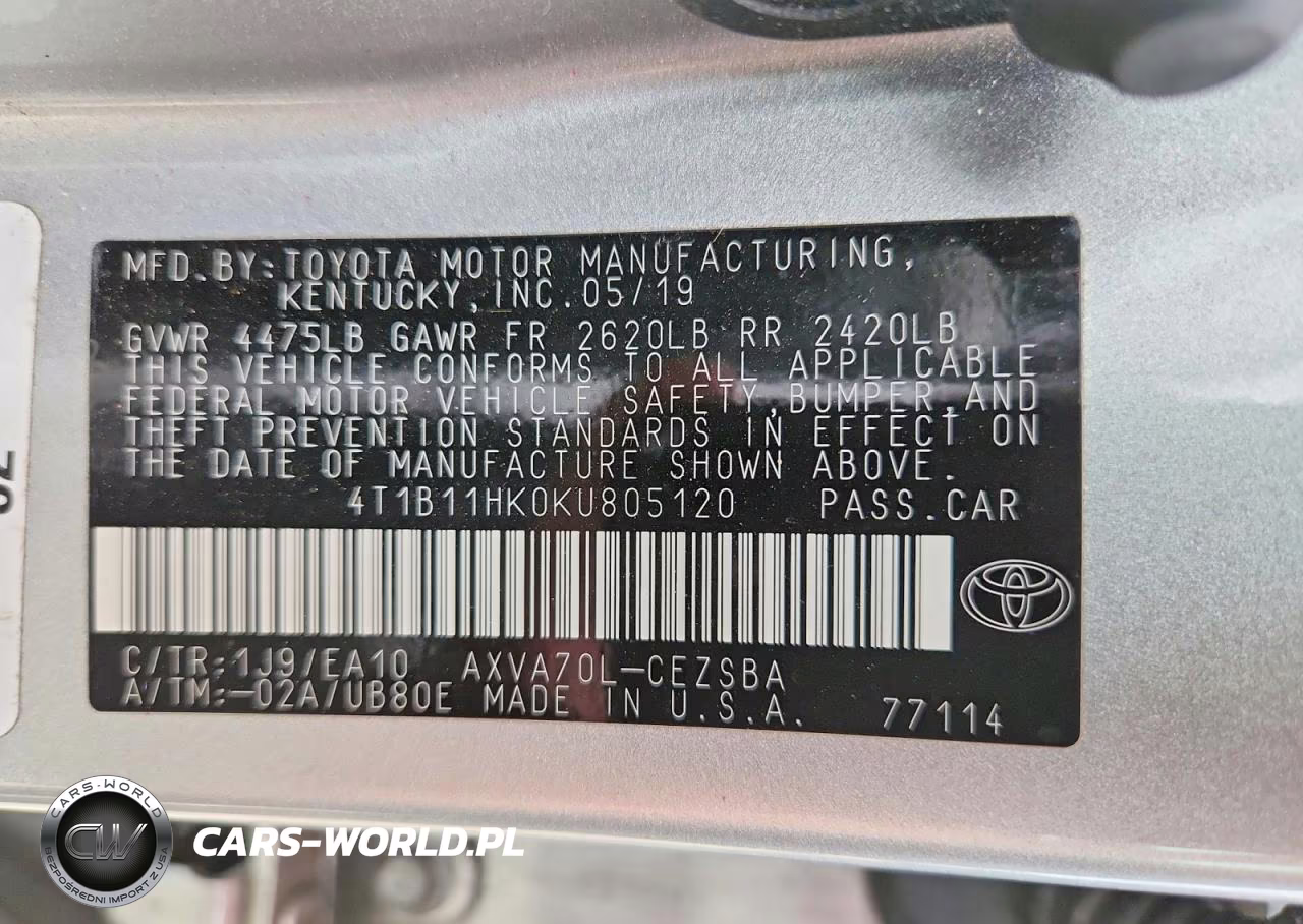 2019 Toyota Camry Se VIN:4T1B11HK0KU805120 - 13