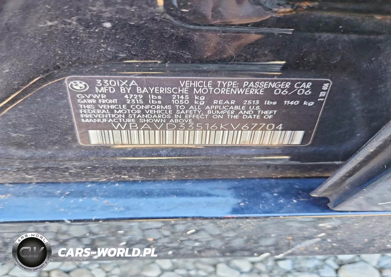 2006 BMW 330 Xi VIN:WBAVD33516KV67704 - 12