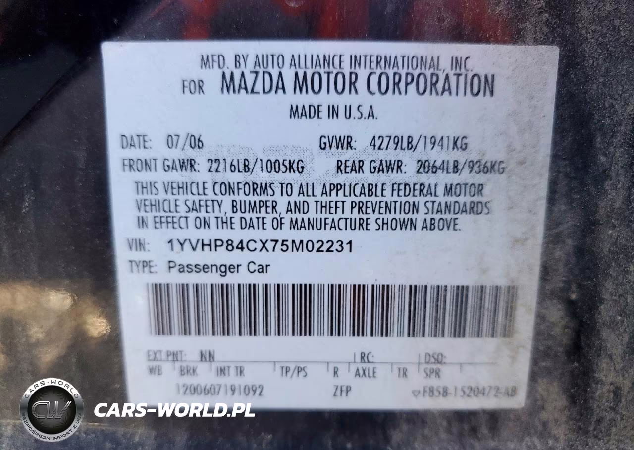 2007 Mazda 6 I VIN:1YVHP84CX75M02231 - 12