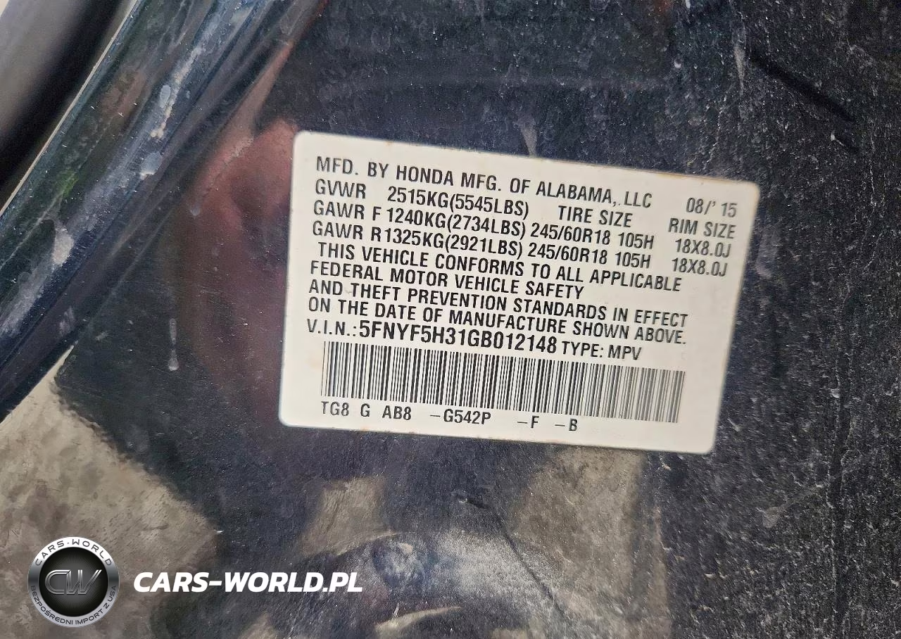 2016 Honda Pilot Ex VIN:5FNYF5H31GB012148 - 13