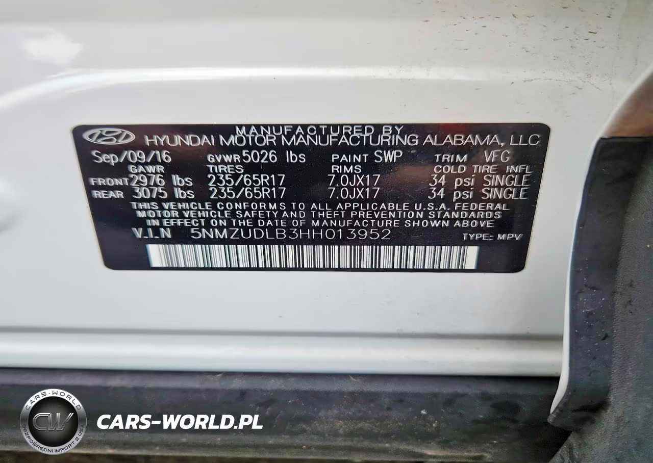 2017 Hyundai Santa Fe Sport 2.4L VIN:5NMZUDLB3HH013952 - 14