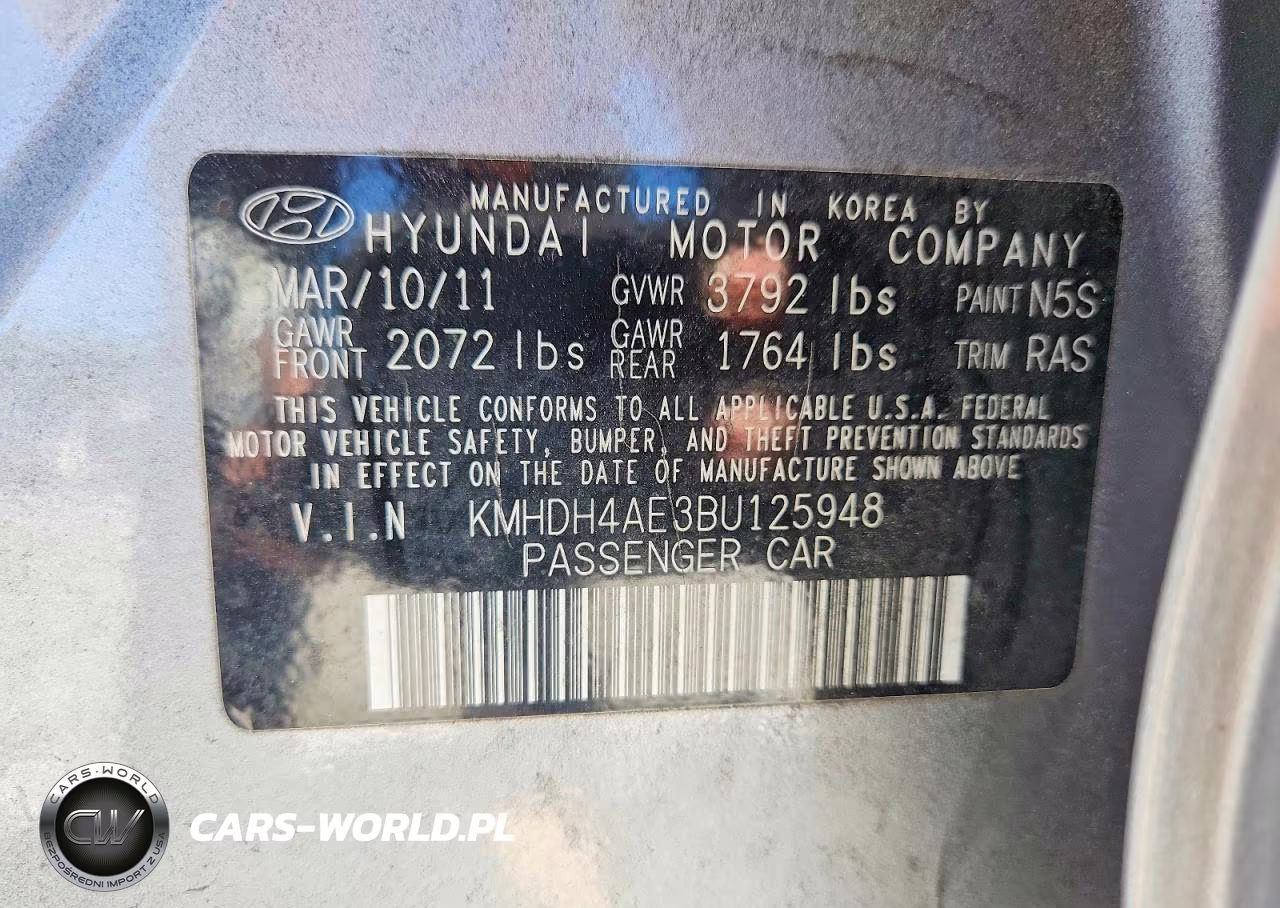 2011 Hyundai Elantra Limited VIN:KMHDH4AE3BU125948 - 12