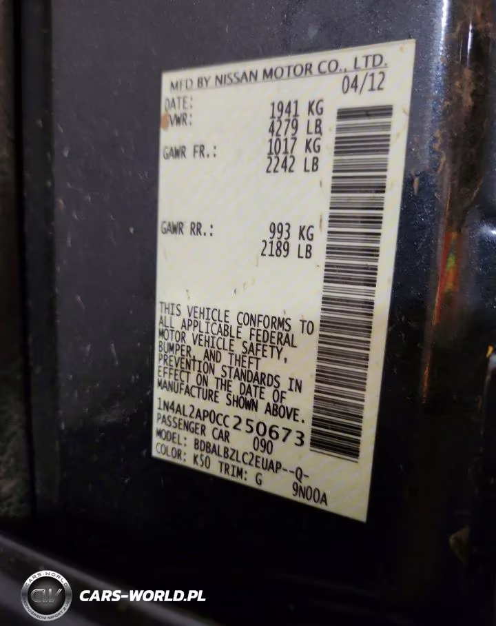 2012 Nissan Altima 2.5 VIN:1N4AL2AP0CC250673 - 12