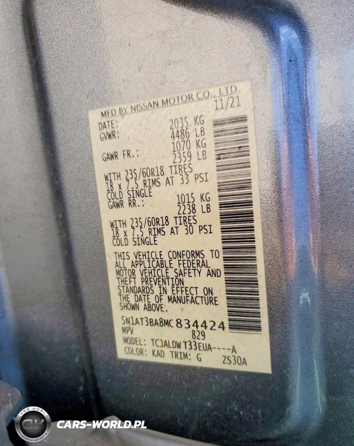 2021 Nissan Rogue Sv VIN:5N1AT3BA8MC834424 - 13