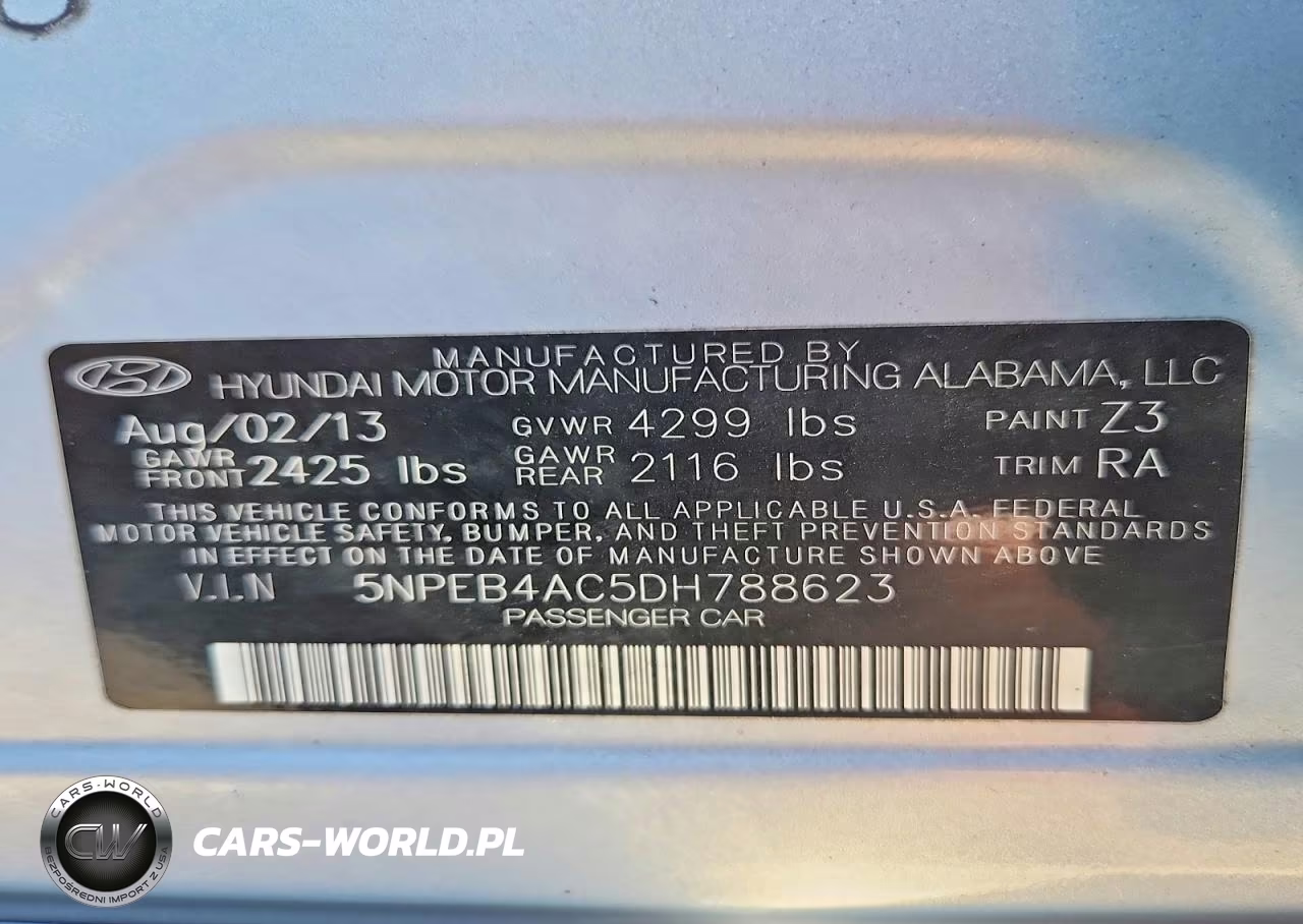 2013 Hyundai Sonata Gls VIN:5NPEB4AC5DH788623 - 12