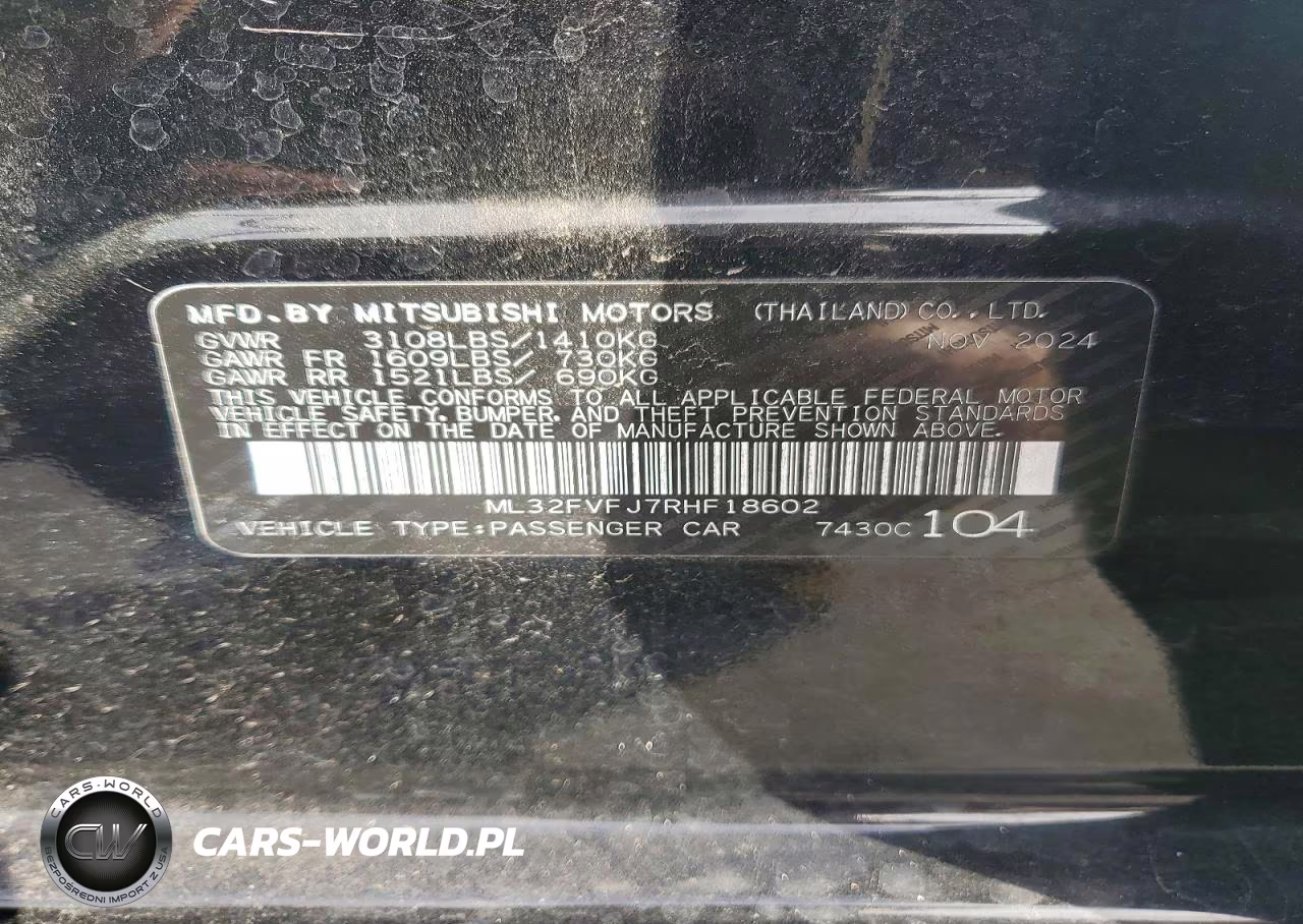 2024 Mitsubishi Mirage G4 Se VIN:ML32FVFJ7RHF18602 - 12