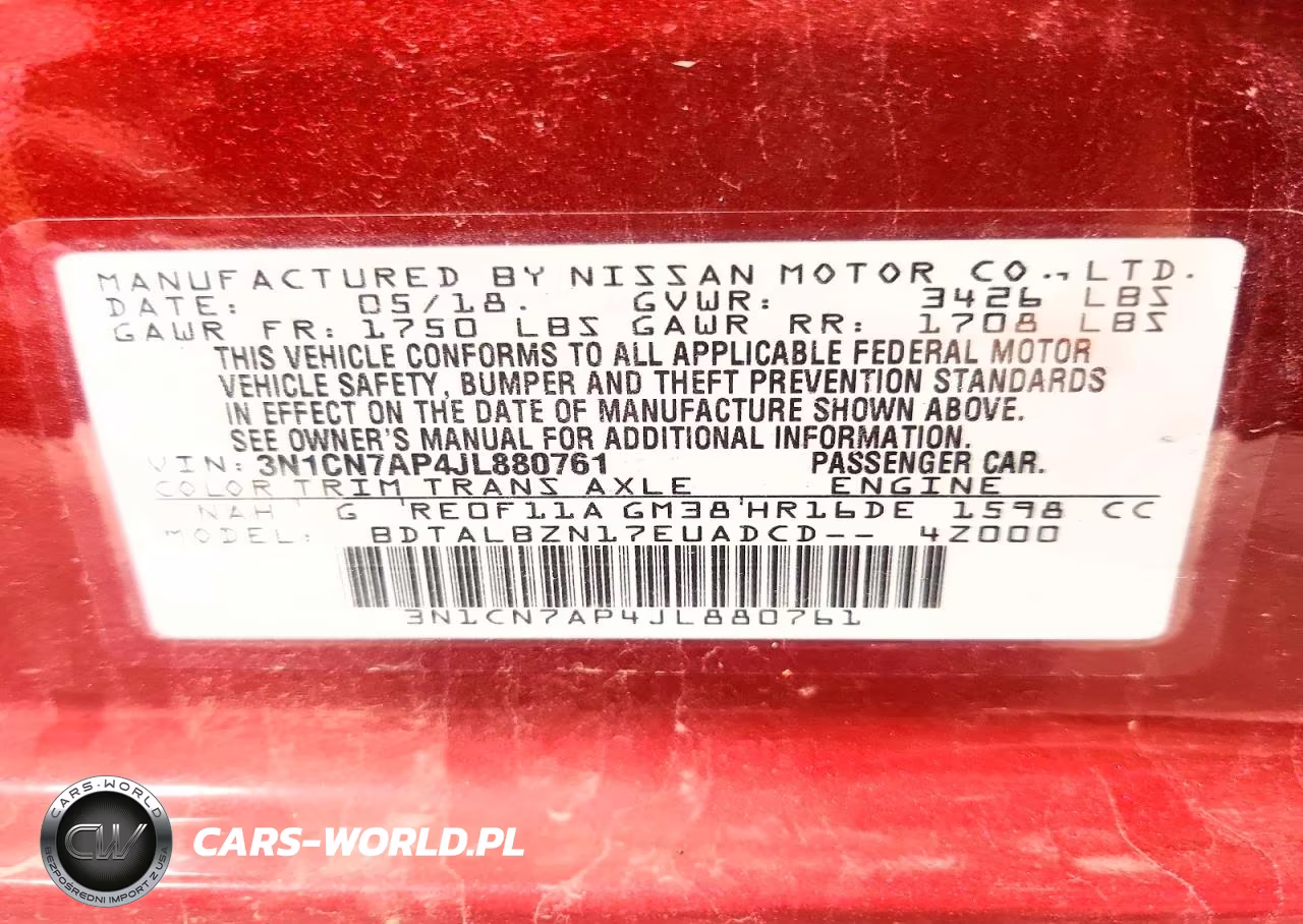 2018 Nissan Versa Sv VIN:3N1CN7AP4JL880761 - 12