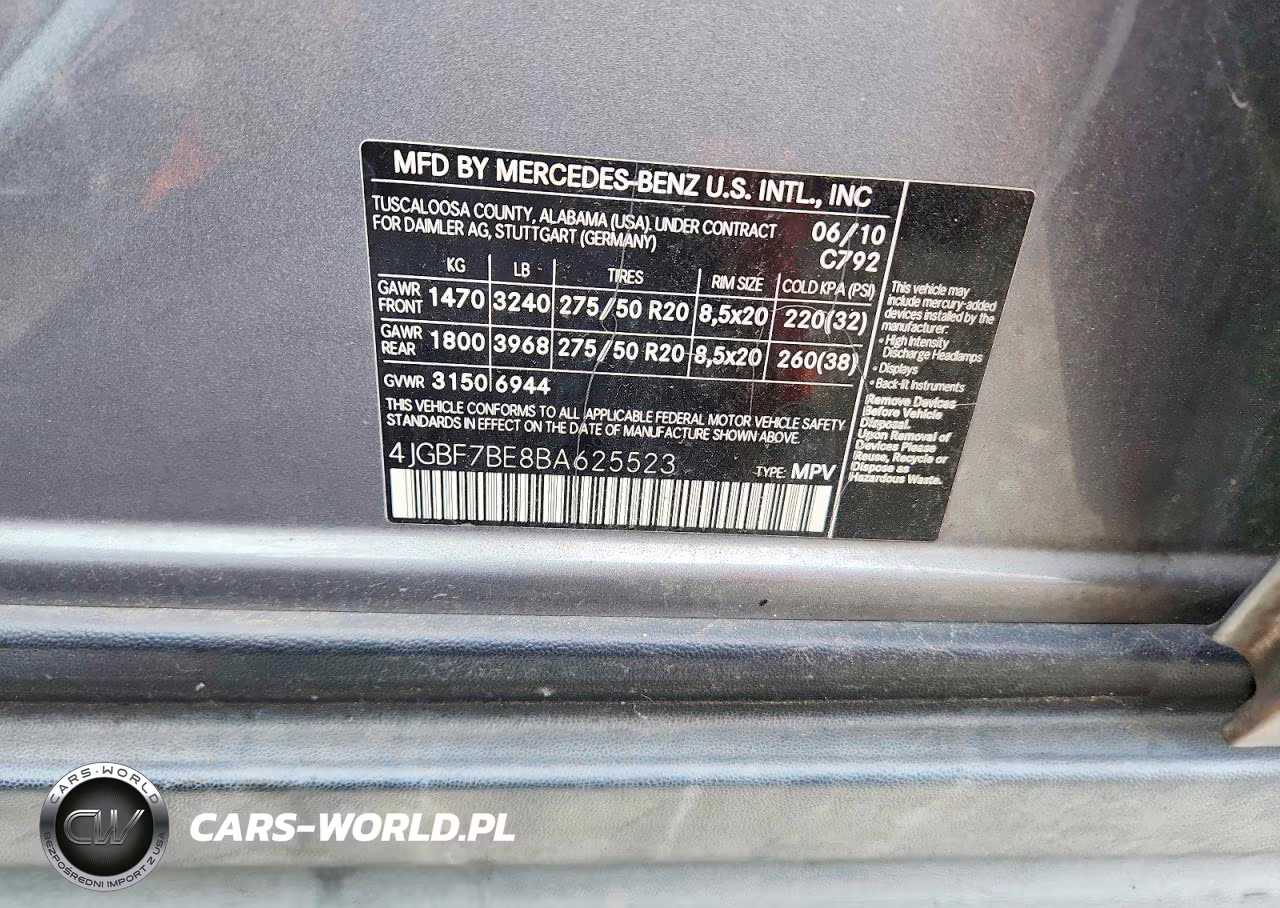 2011 Mercedes-Benz Gl 450 4Matic VIN:4JGBF7BE8BA625523 - 13