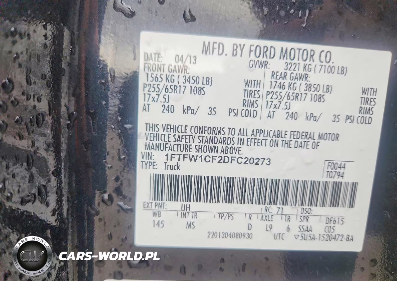 2013 Ford F150 Supercrew VIN:1FTFW1CF2DFC20273 - 12