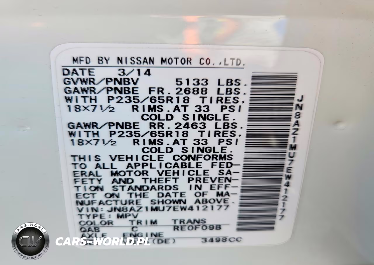 2014 Nissan Murano S VIN:JN8AZ1MU7EW412177 - 13
