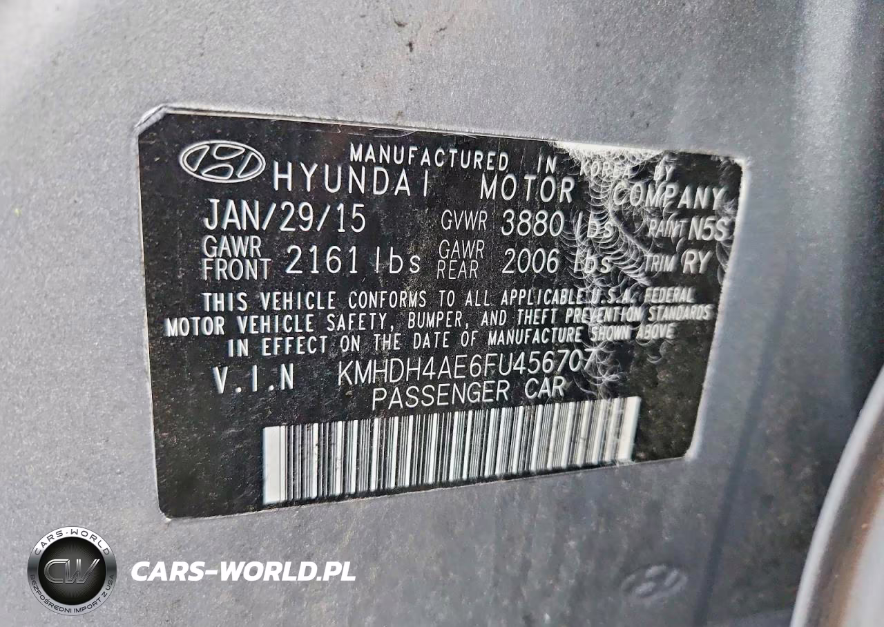 2015 Hyundai Elantra Limited VIN:KMHDH4AE6FU456707 - 12
