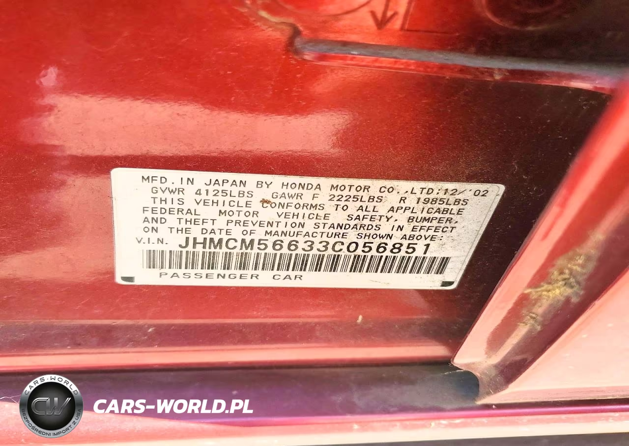 2003 Honda Accord Ex VIN:JHMCM56633C056851 - 12