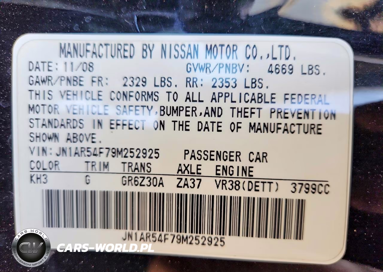 2009 Nissan Gt-R Premium VIN:JN1AR54F79M252925 - 12