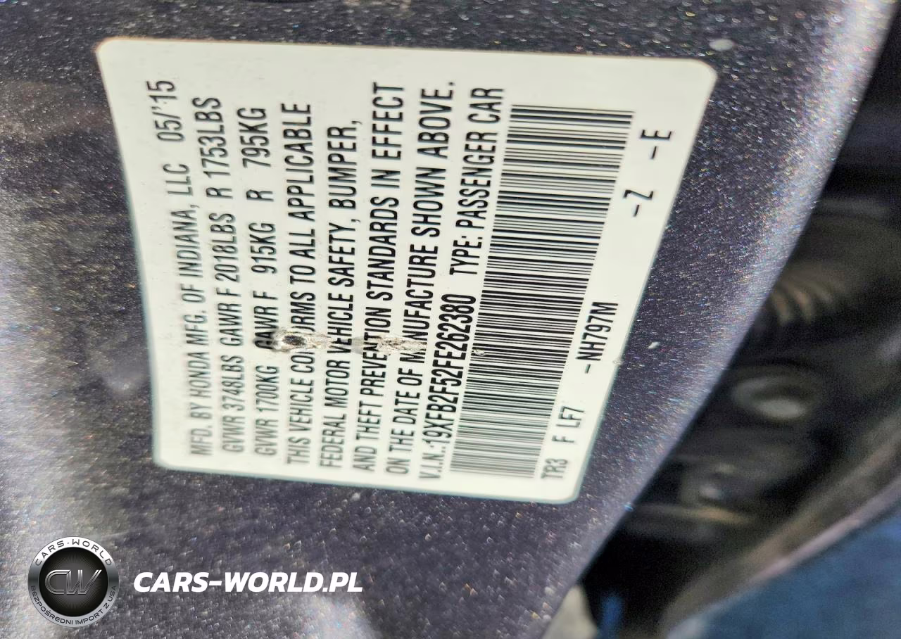 2015 Honda Civic Lx VIN:19XFB2F52FE262380 - 12