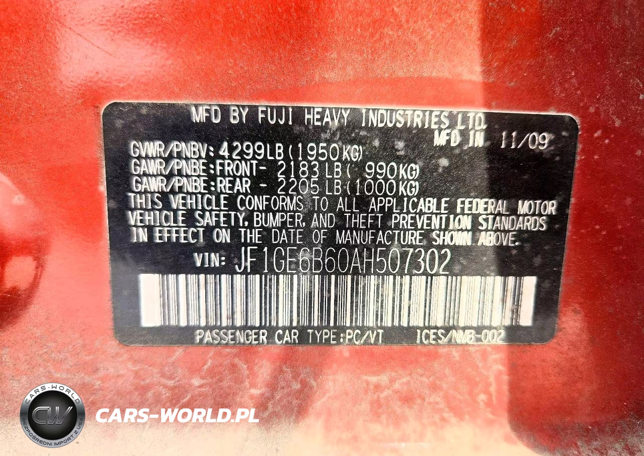 2010 Subaru Impreza 2.5I Premium VIN:JF1GE6B60AH507302 - 12