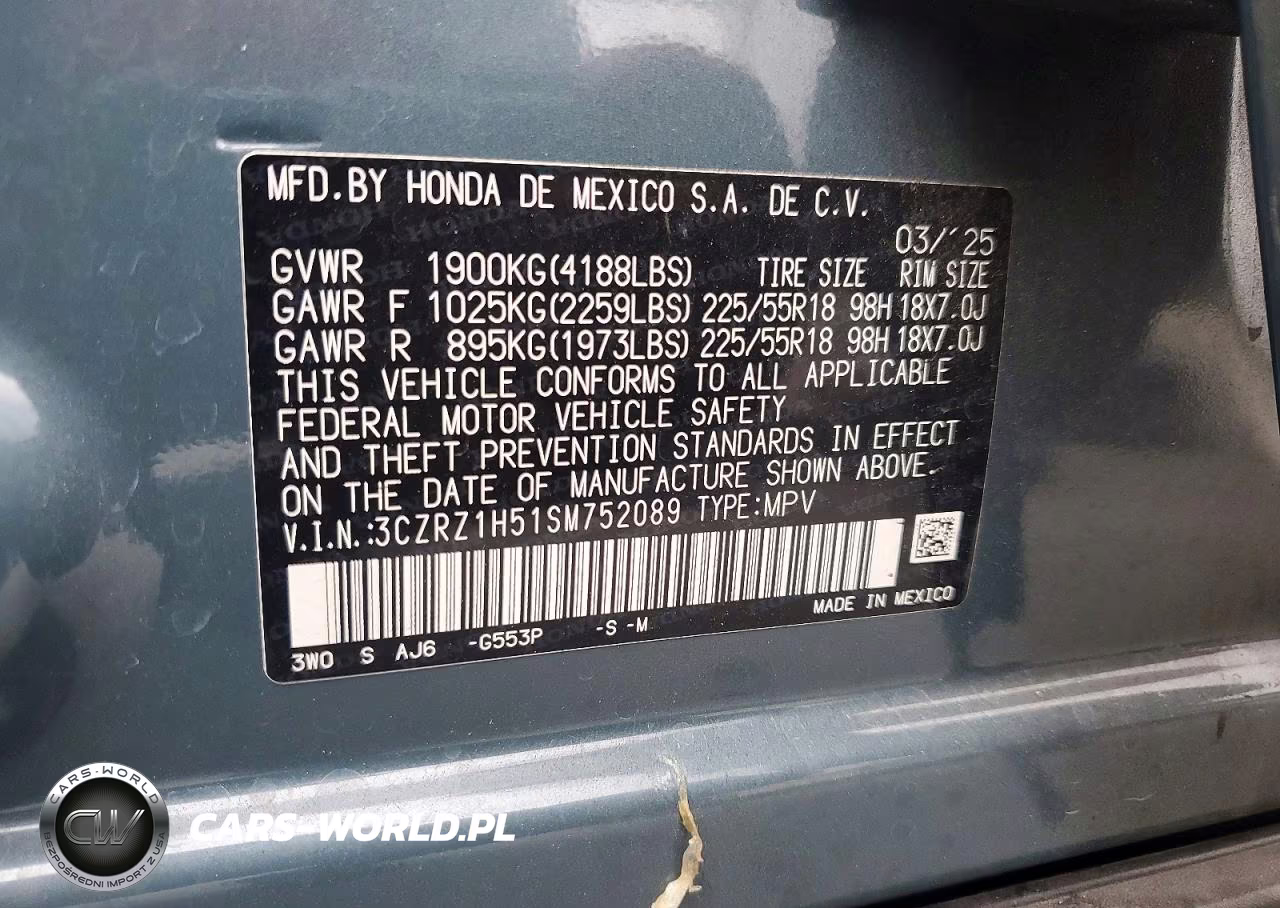 2025 Honda Hr-V Sport VIN:3CZRZ1H51SM752089 - 12