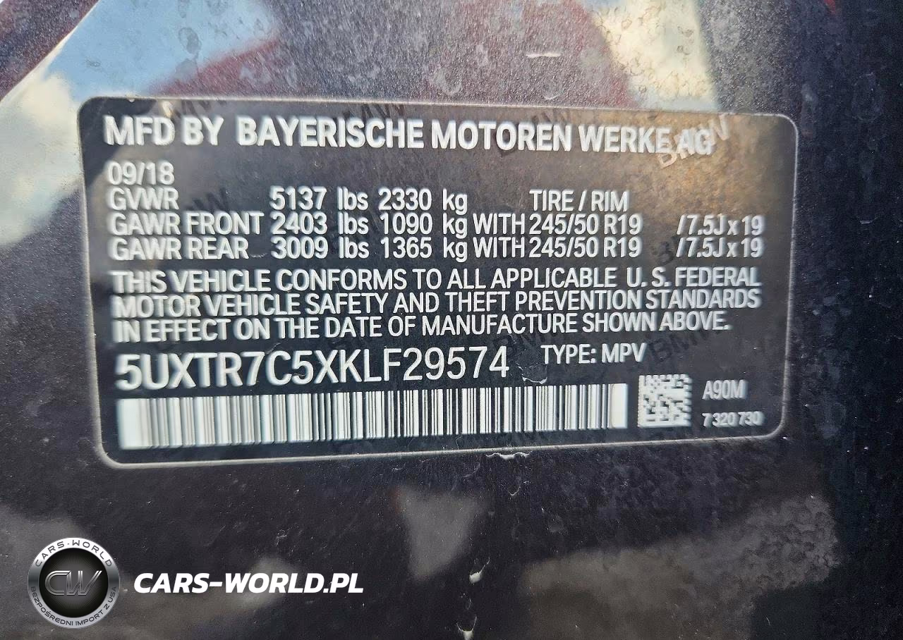 2019 BMW X3 Sdrive30I VIN:5UXTR7C5XKLF29574 - 13