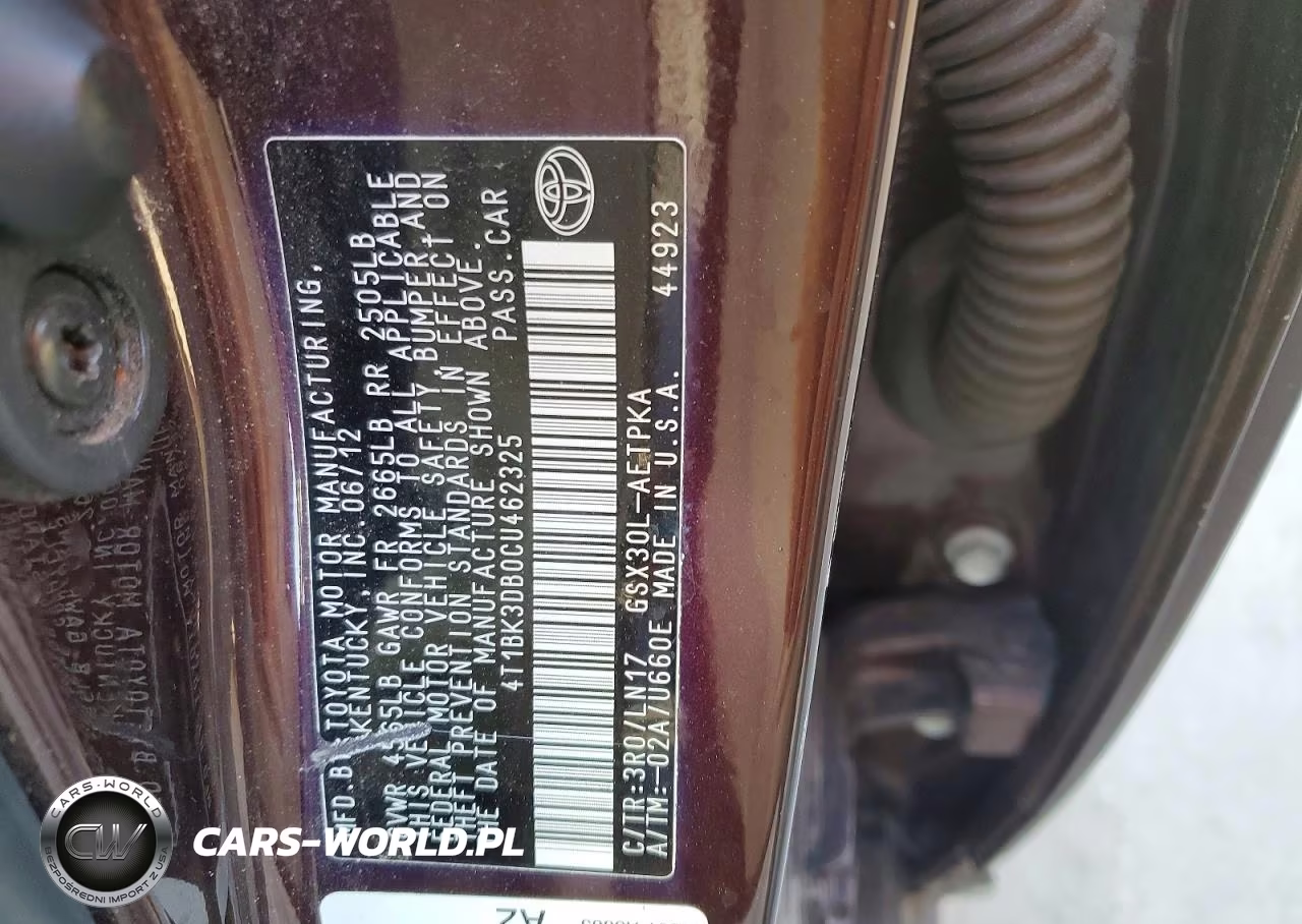 2012 Toyota Avalon Limited VIN:4T1BK3DB0CU462325 - 12