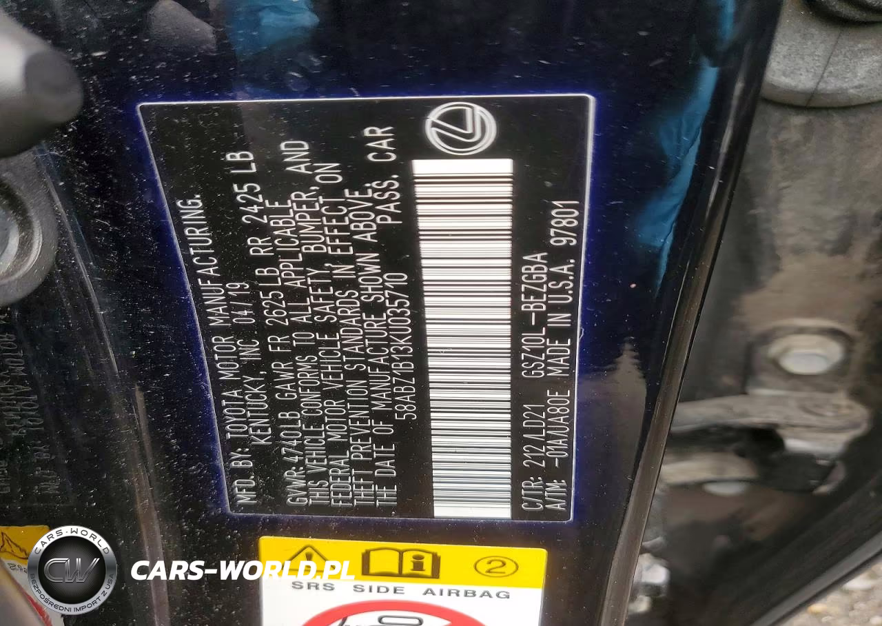 2019 Lexus Es 350 VIN:58ABZ1B13KU035710 - 12
