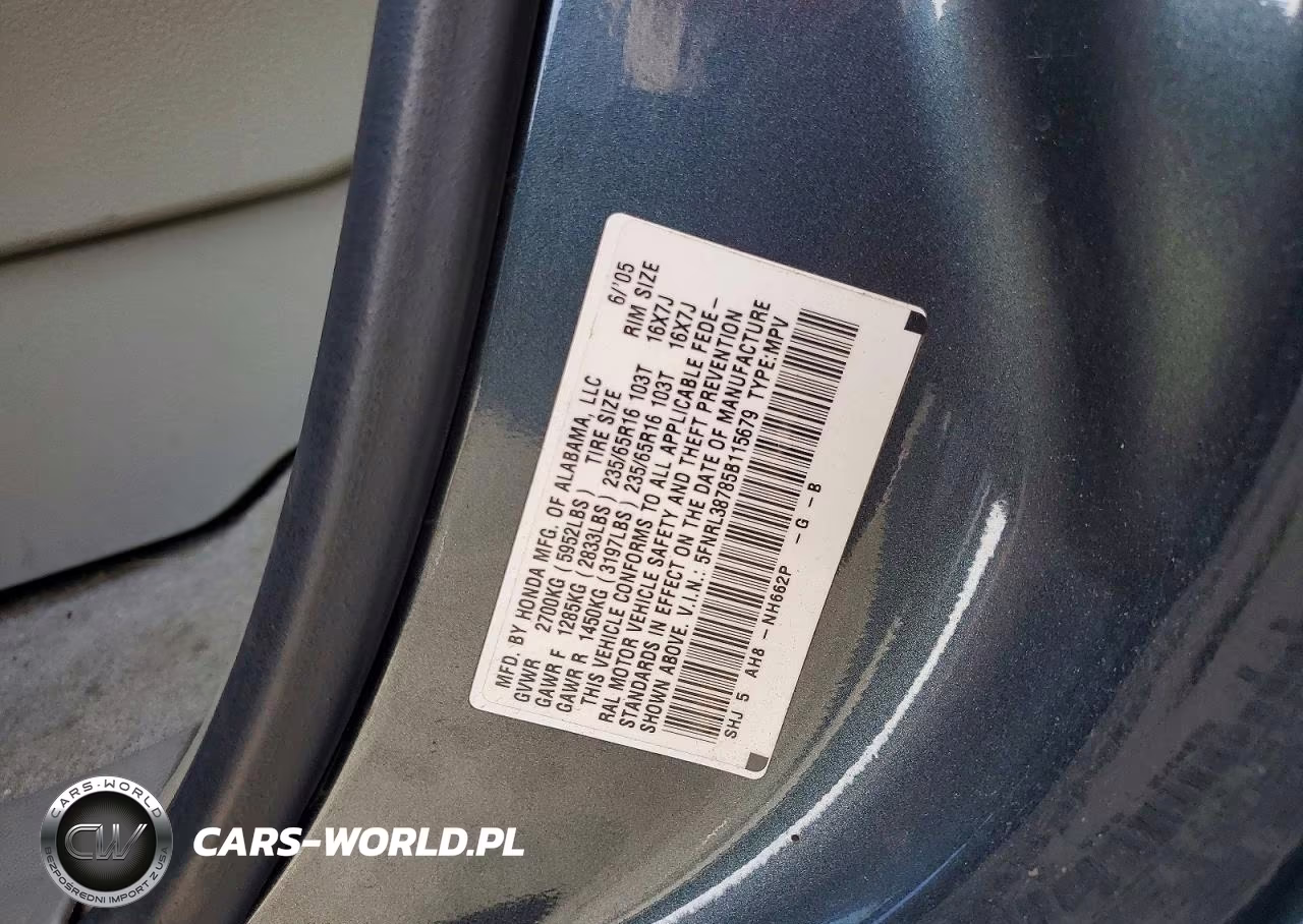 2005 Honda Odyssey Exl VIN:5FNRL38785B115679 - 13