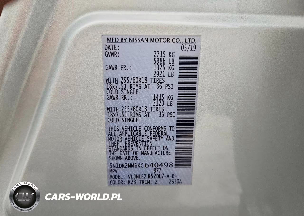 2019 Nissan Pathfinder Sv VIN:5N1DR2MM6KC640498 - 13