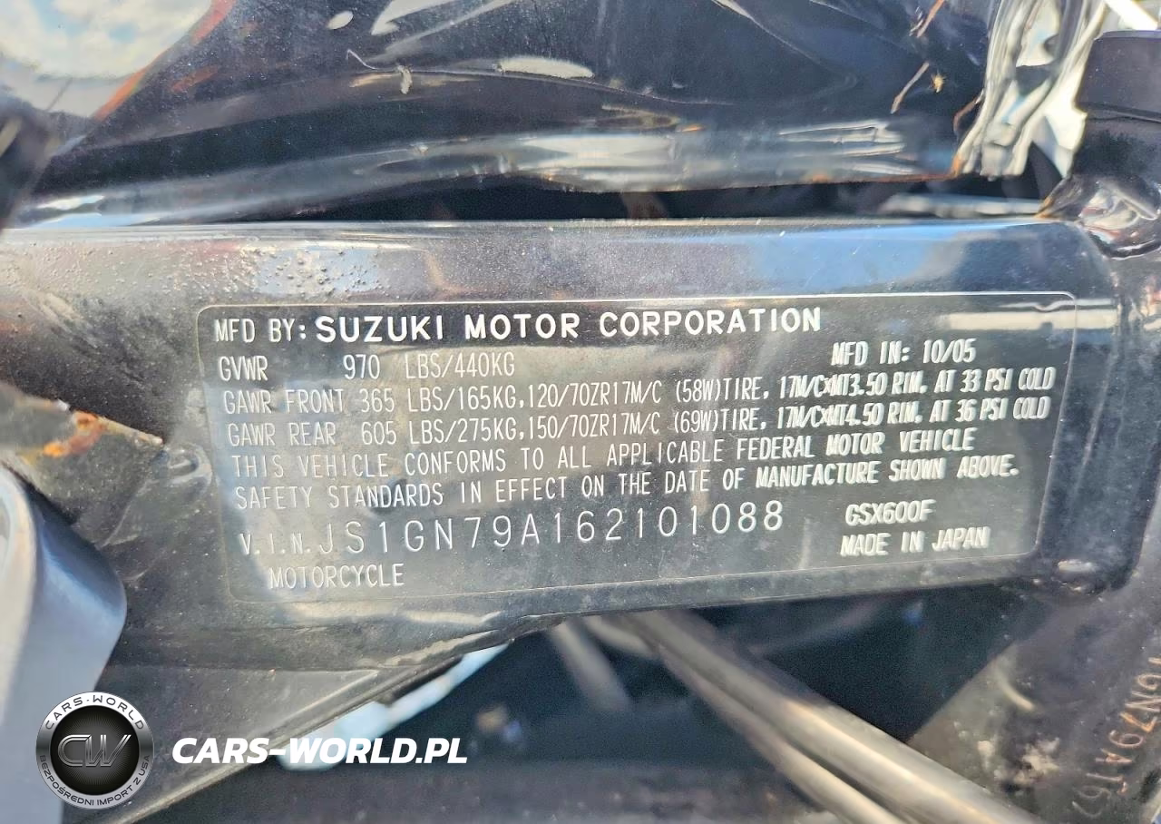 2006 Suzuki Gsx600 F VIN:JS1GN79A162101088 - 9